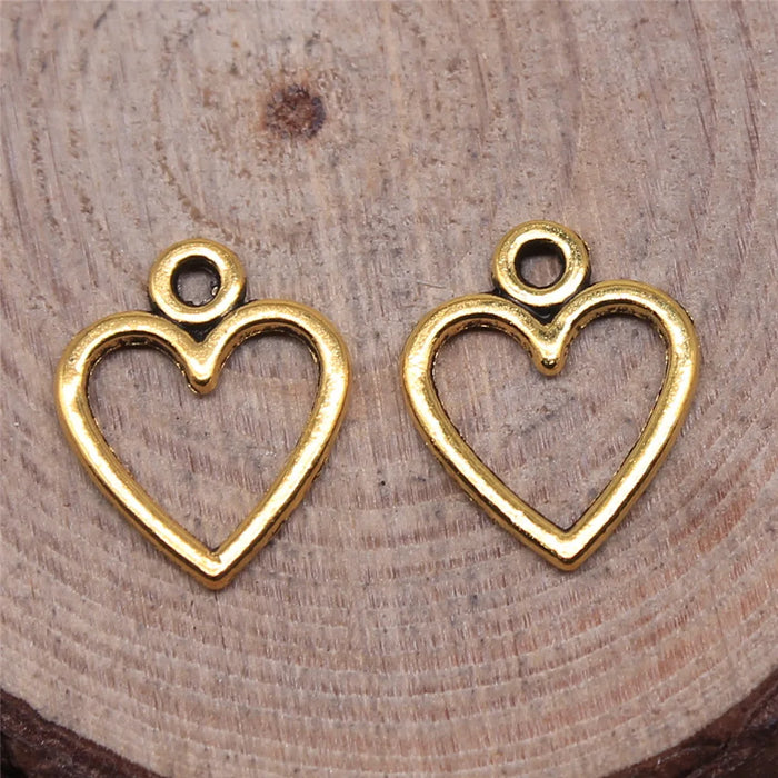 14x12mm 0.35g Multicolor Zinc Alloy Hollow Heart Charm Pendant for DIY Bracelet Necklace Making