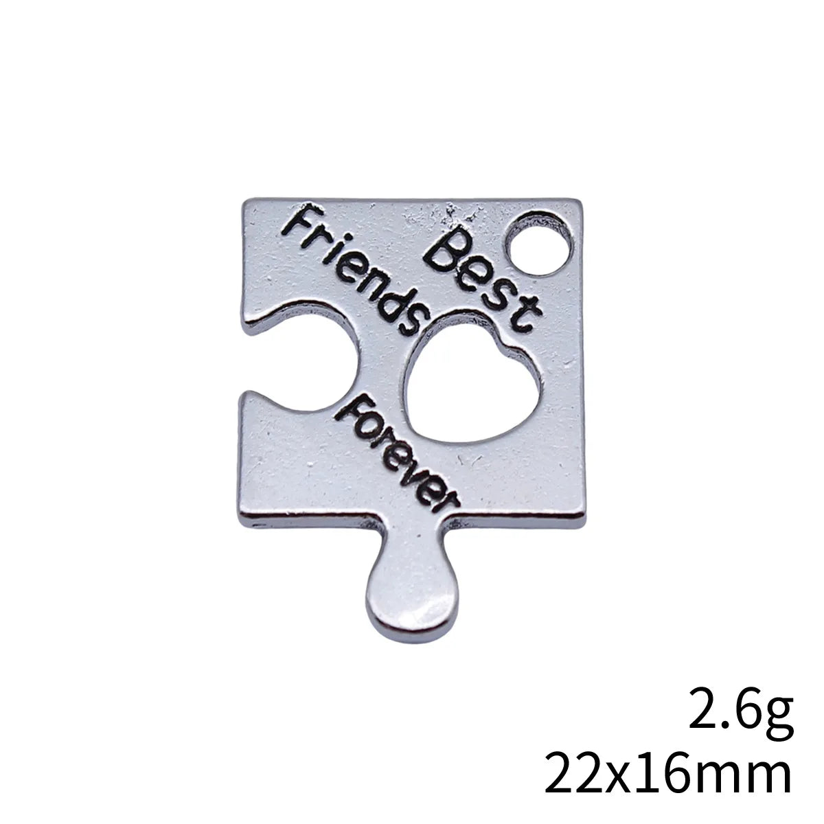 22x16mm 2.6g Blackened White K Zinc Alloy Best Friends Forever Puzzle Charm Pendant for DIY Jewelry