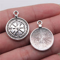 20x27mm 3g Antique Silver Zinc Alloy Compass Charm Pendant for DIY Travel Theme Jewelry Making