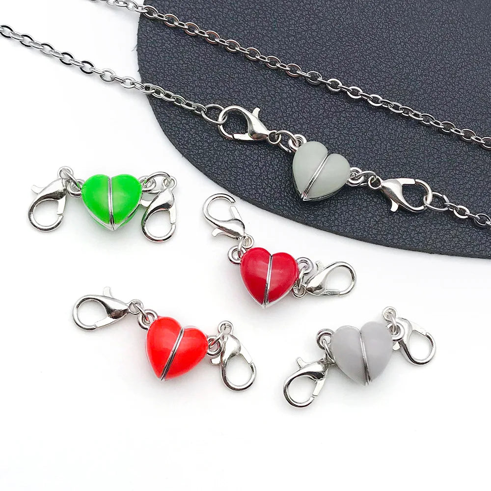 Glow Iron Heart Magnetic Clasp Connector for DIY Necklace Bracelet Clothing Decoration