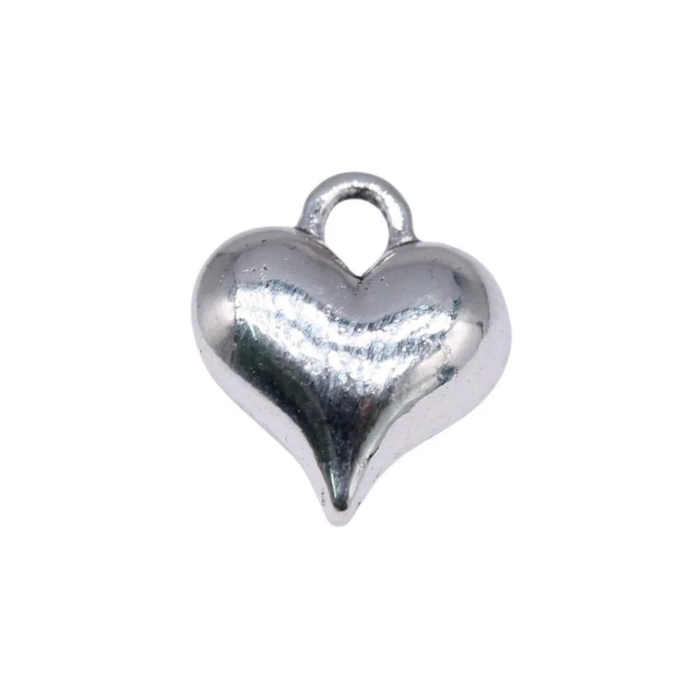 13x11mm 1.8g Multicolor Zinc Alloy 3D Heart Charm Pendant for DIY Necklace Bracelet Making