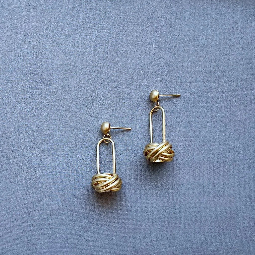 Silver Plated Copper U Shaped Hollow Geometric Handmade Stud Earrings For Women