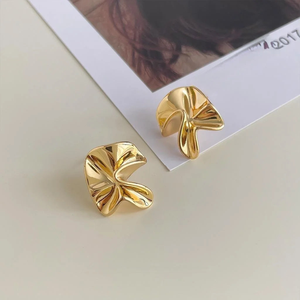 14K Gold Plated Copper Irregular Geometric Drop Earrings Luxury Fashion Jewelry for Women