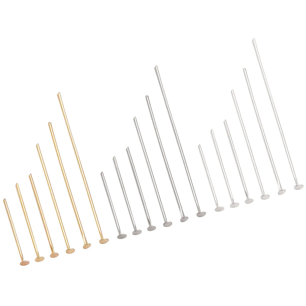 18K Gold Plated Copper Eye Pins and Head Pins for Beading Bracelet Necklace Jewelry Making