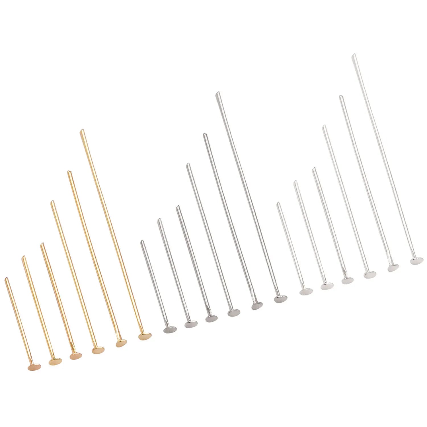 18K Gold Plated Copper Eye Pins and Head Pins for Beading Bracelet Necklace Jewelry Making