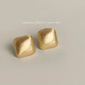 Brushed Matte Copper Square Geometric Stud Earrings With Silver Plated Pins