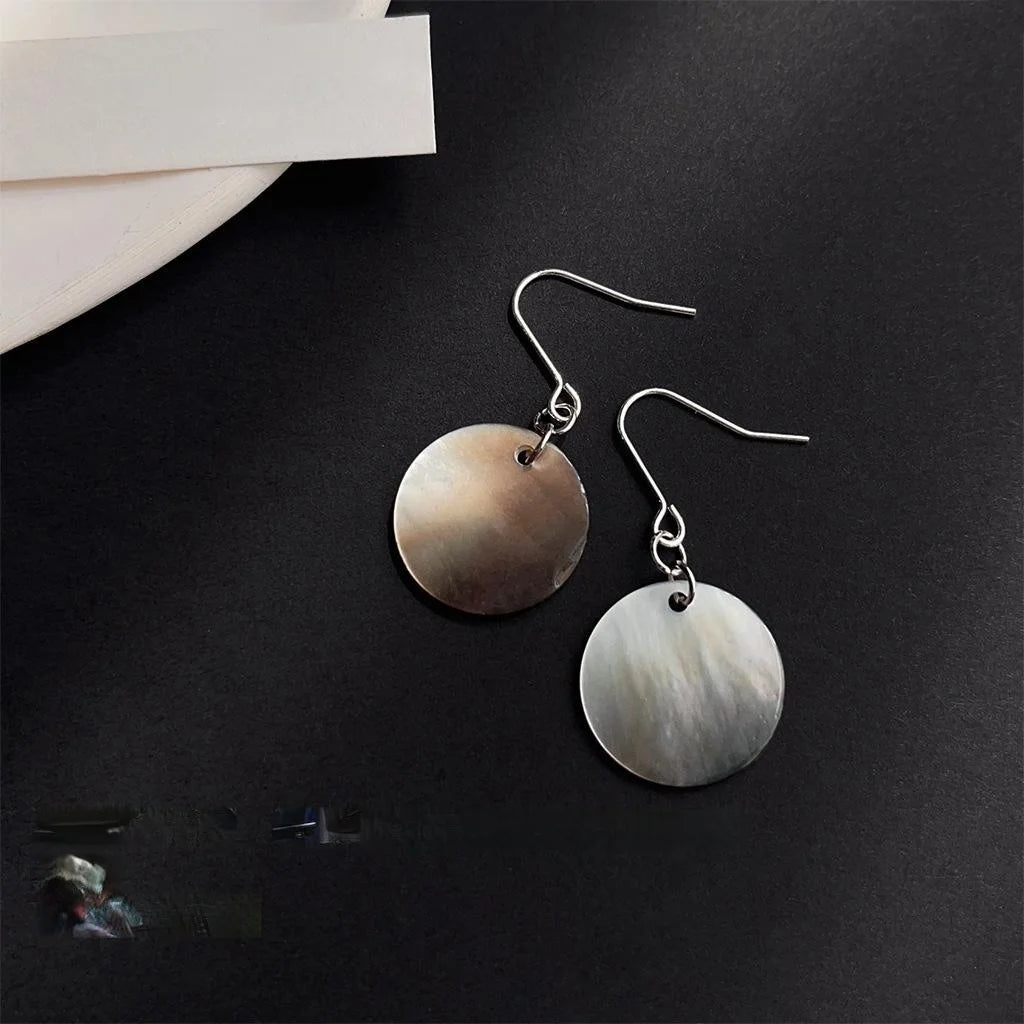 Minimalist Shell Round Geometric New Chinese Style Drop Earrings For Daily Commuter Vacation Wear