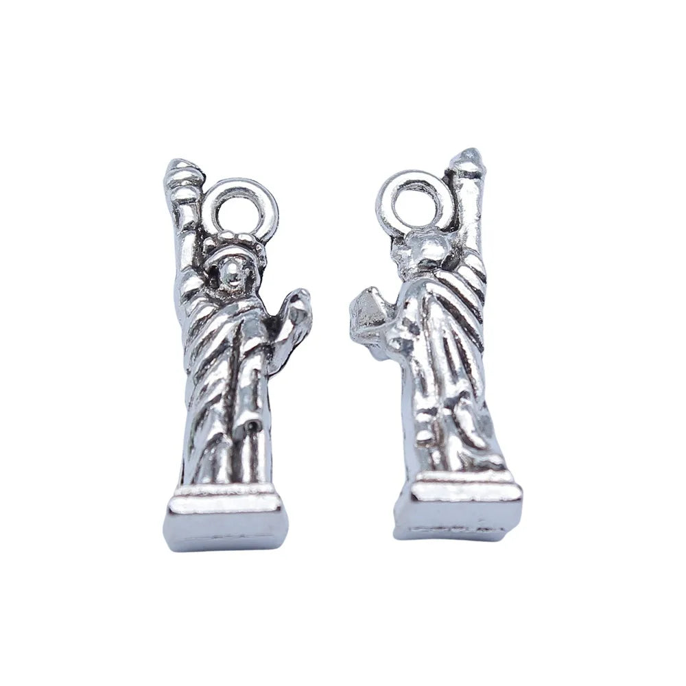 7x20mm 1.6g Antique Silver Tone Zinc Alloy Statue of Liberty Charm Pendant for DIY Necklace Bracelet