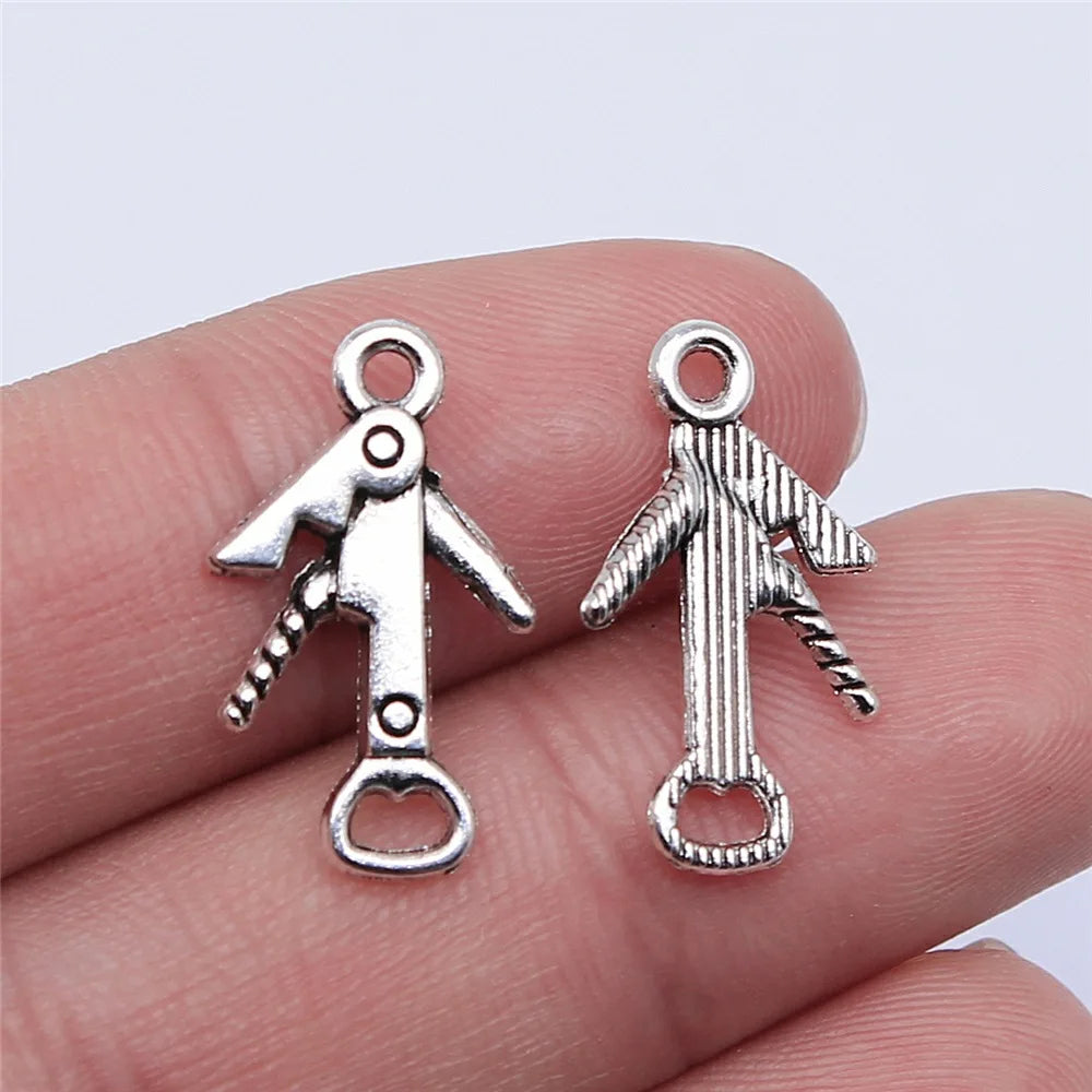 21x13mm 0.9g Antique Silver Zinc Alloy Bottle Opener Charm Pendant for DIY Necklace Bracelet Making