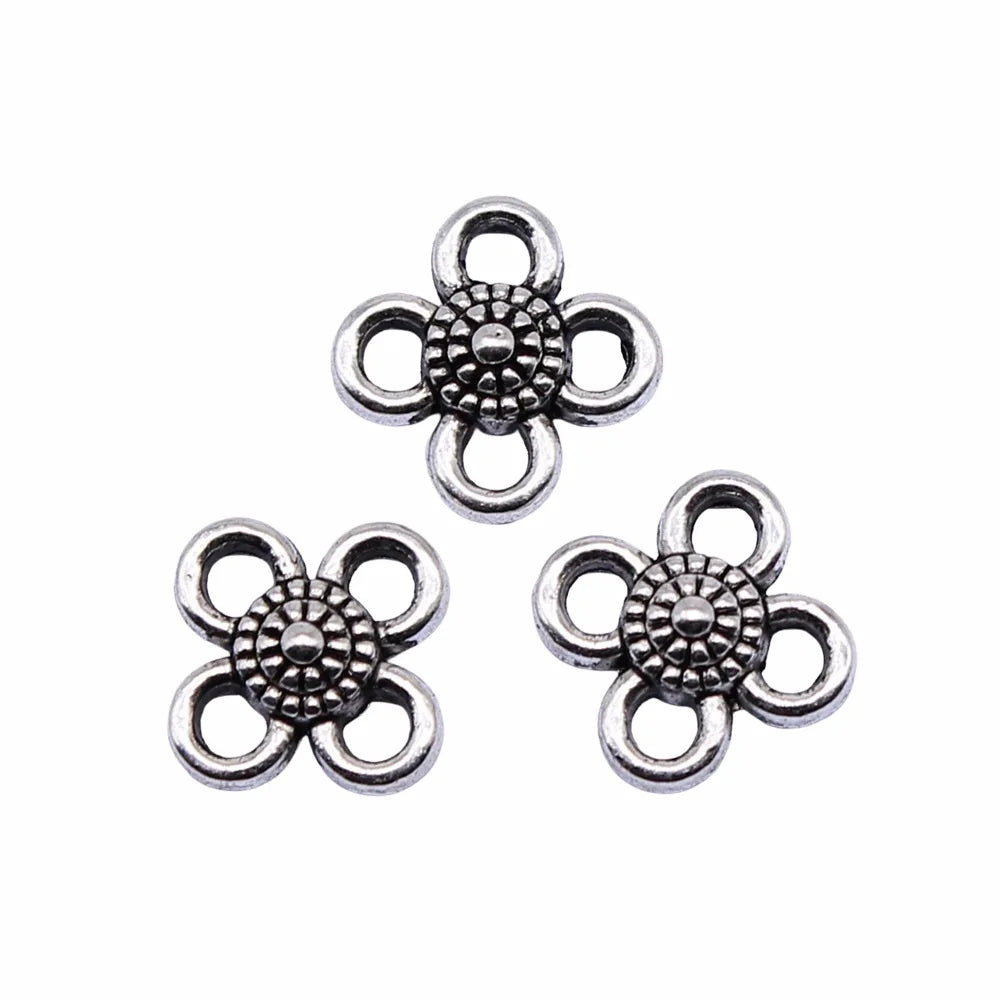 8x8mm 0.4g Multicolor Zinc Alloy Flower Connector Charm for DIY Bracelet Necklace Jewelry Making