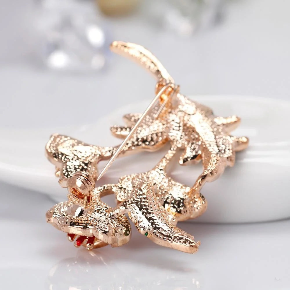 Elegant Red Enamel Poppy Flower Brooch With Rhinestone Gold Alloy Lapel Pin Corsage Suit Accessory Gift