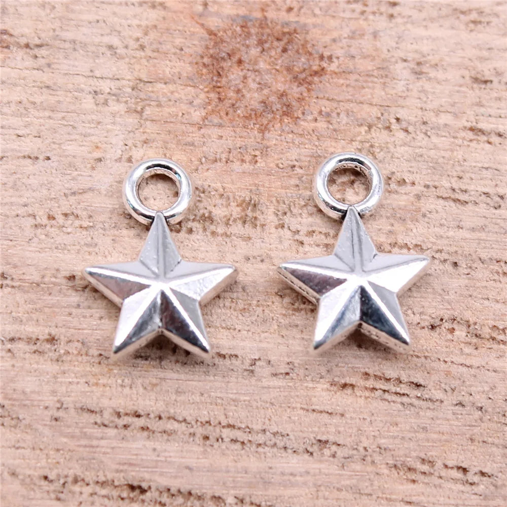 8x11mm 0.4g Multicolor Zinc Alloy Five-Point Star Charm Pendant for DIY Necklace Bracelet Making