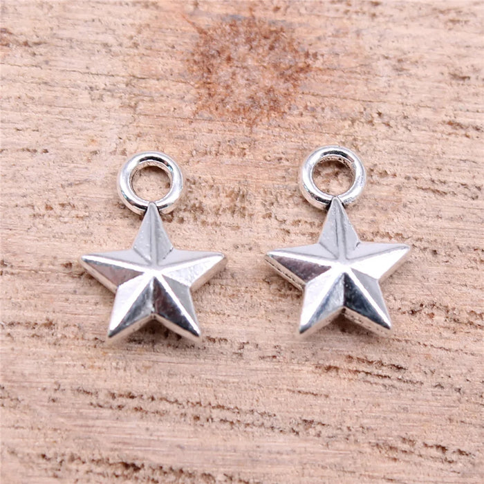 8x11mm 0.4g Multicolor Zinc Alloy Five-Point Star Charm Pendant for DIY Necklace Bracelet Making