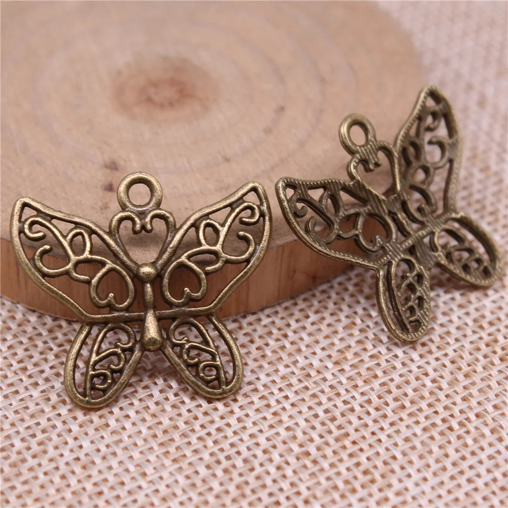 26x31mm 2.3g Multicolor Zinc Alloy Butterfly Charm Pendant for DIY Necklace Bracelet Jewelry Making