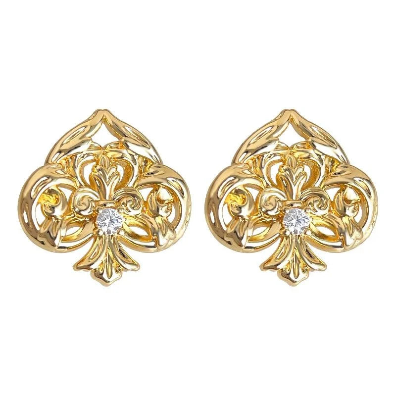 Original Designer Heart Micro Pave Zircon Copper Stud Earrings