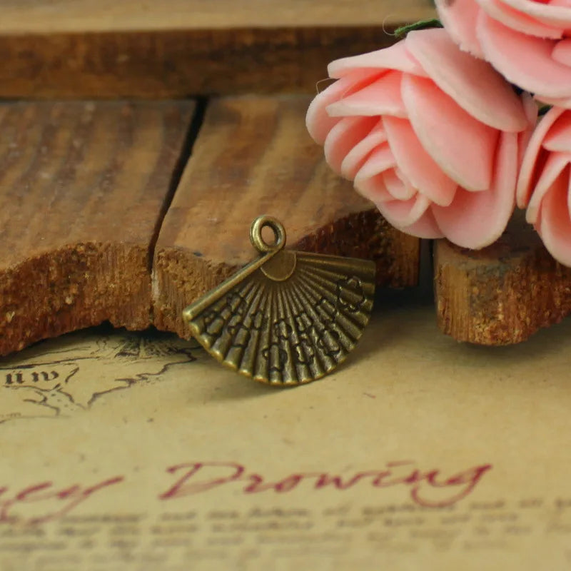 24x17MM Zinc Alloy Fan Charm Pendant for DIY Necklace Bracelet Jewelry Making