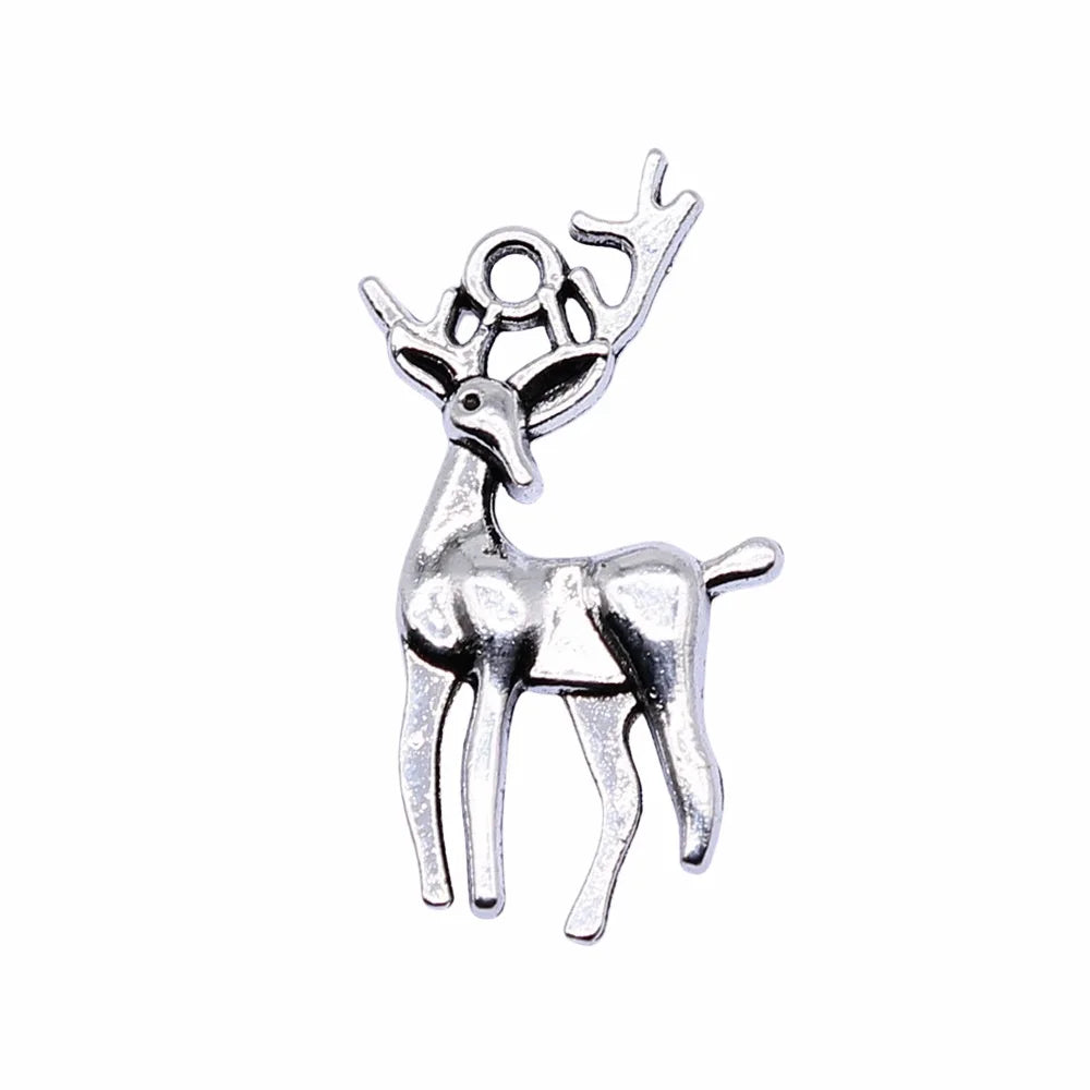 26x14mm 1.8g Multicolor Zinc Alloy Christmas Deer Charm Pendant for DIY Bracelet Necklace Making