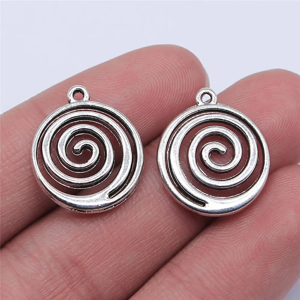 17x17mm 1.7g Antique Silver Zinc Alloy Swirl Charm Pendant for DIY Bracelet Necklace Jewelry Making