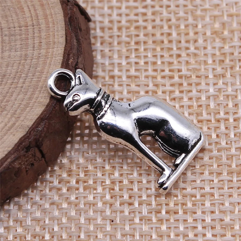 25x12mm 3g Multicolor Zinc Alloy Egyptian Guardian Cat Charm Pendant for Necklace Bracelet Making