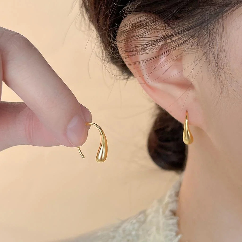 Minimalist 14K Gold Plated Copper Teardrop Drop Earrings For Women Daily Commuter Jewelry