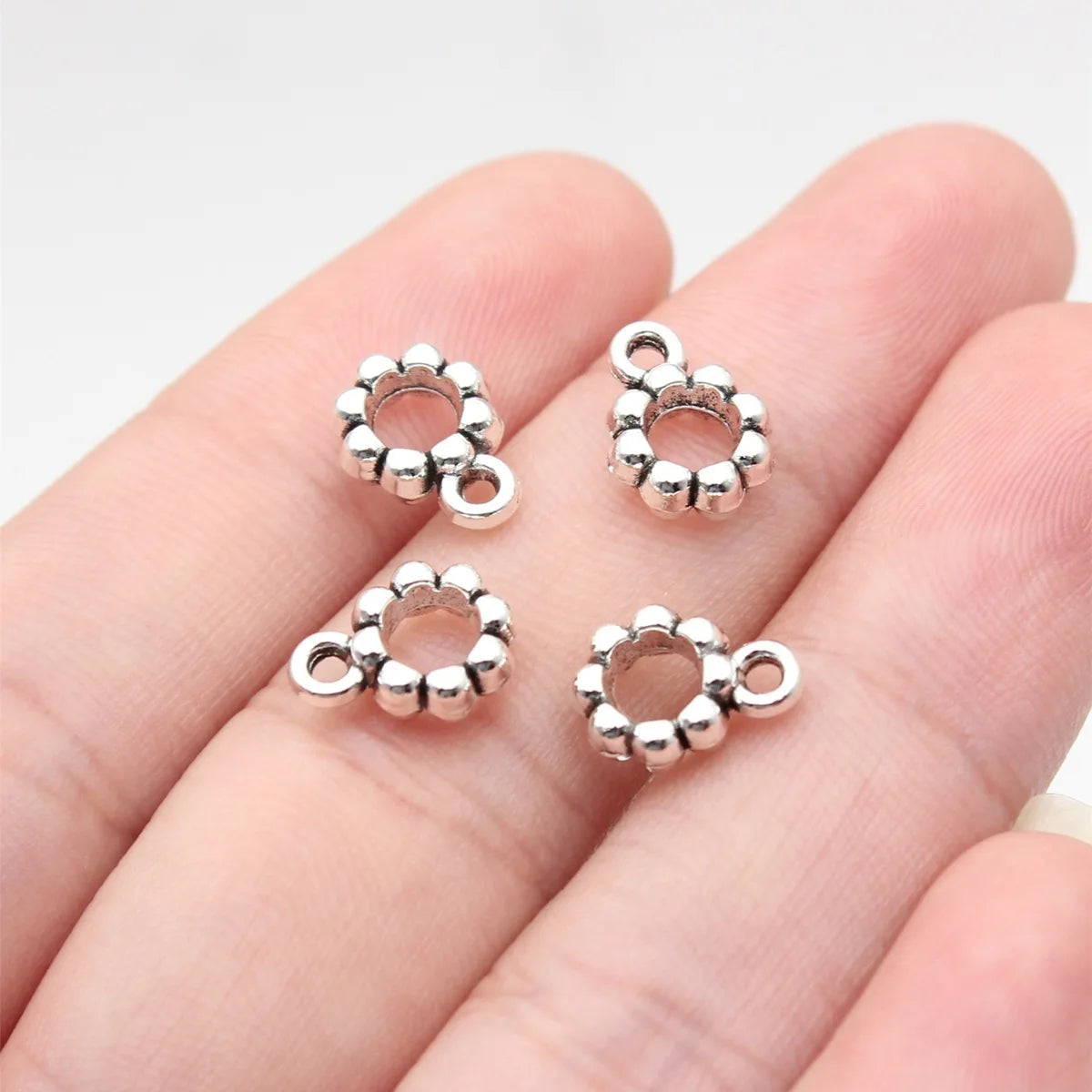 11x8x3.4mm 0.66g Antique Silver Zinc Alloy Three-Way Bail Charm Pendant for DIY Jewelry Making