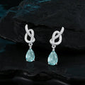 Light Luxury Copper Zircon Aquamarine Rope Knot Teardrop Drop Earrings