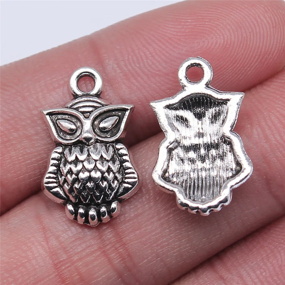 20x12mm 2g Antique Silver Zinc Alloy Owl Cat Charm Pendant for Handmade Necklace Bracelet DIY Jewelry