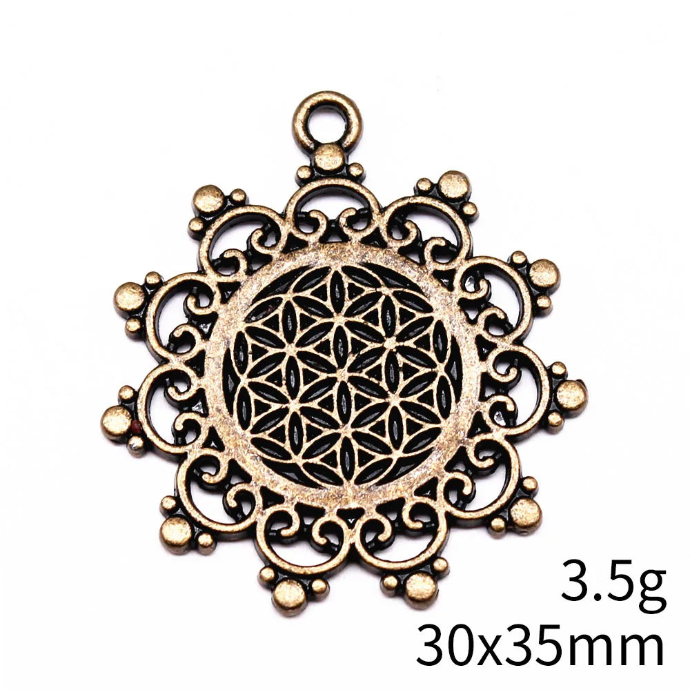 30x35mm 3.5g Multicolor zinc alloy Geometric Flower charm pendant for DIY necklace earrings making
