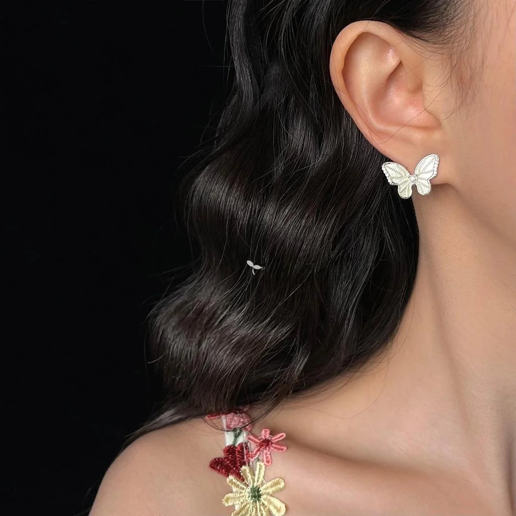 Elegant Sweet Forest Style Zircon Butterfly Drop Earrings Copper