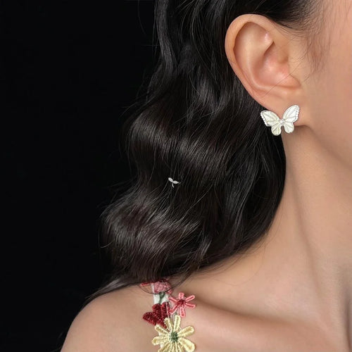 Elegant Sweet Forest Style Zircon Butterfly Drop Earrings Copper
