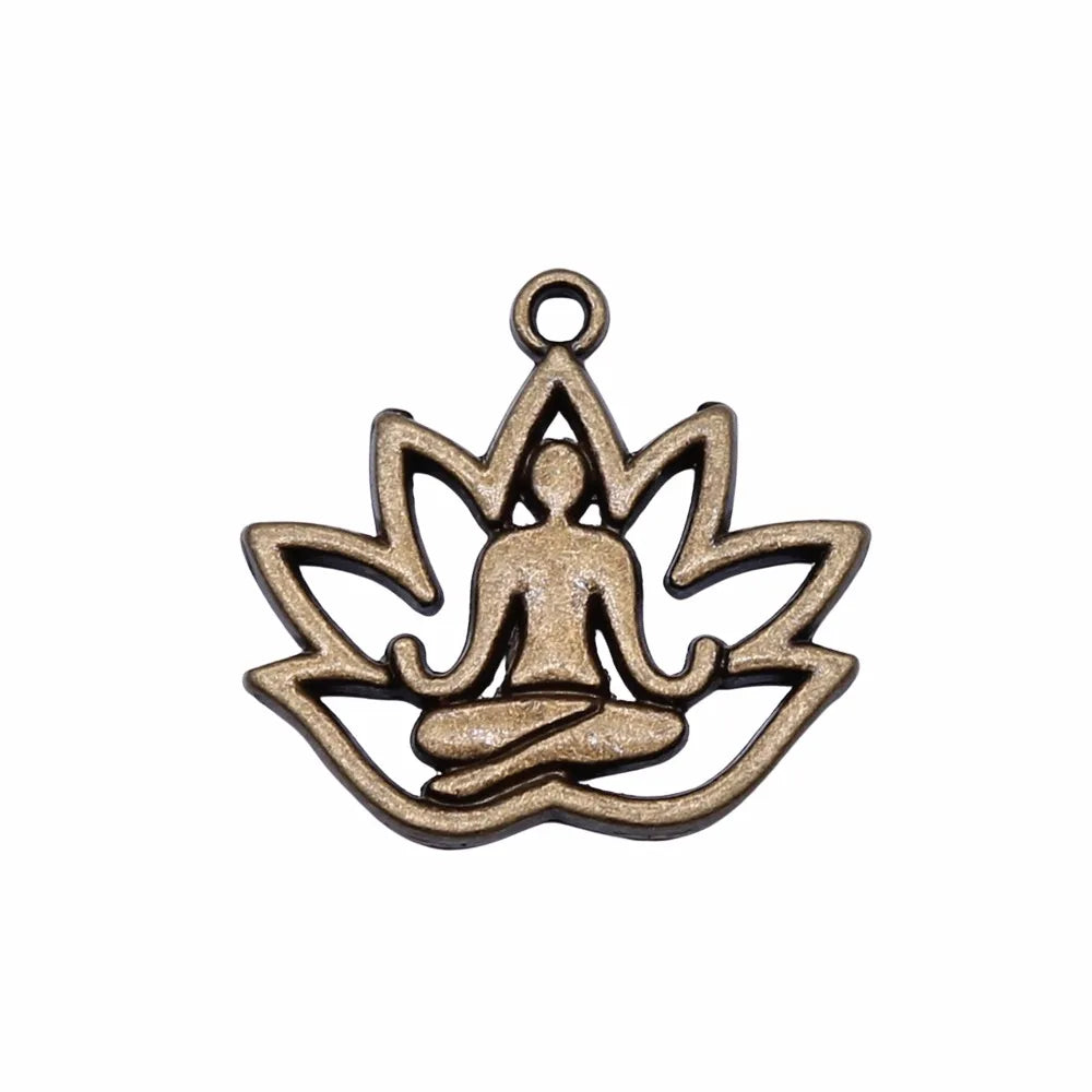 18x17mm 1.2g Multicolor Zinc Alloy Lotus Buddha Charm Pendant for DIY Jewelry Making