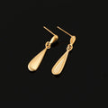 Elegant Brushed Gold Alloy Long Teardrop Spiral Disc Stud & Clip On No Piercing Geometric Drop Earrings