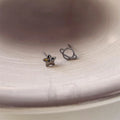 Asymmetric Mini Gunmetal Star Spaceship Copper Stud Earrings Minimalist Style