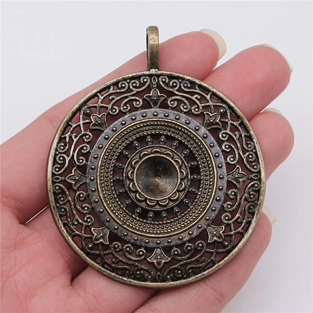 68x56mm 15.6g Zinc Alloy Mandala Pattern Charm Pendant for DIY Necklace Earring Jewelry Making