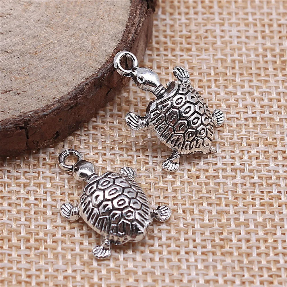 22x14mm 1.2g Antique Silver Zinc Alloy Turtle Charm Pendant for DIY Necklace Bracelet Jewelry Making