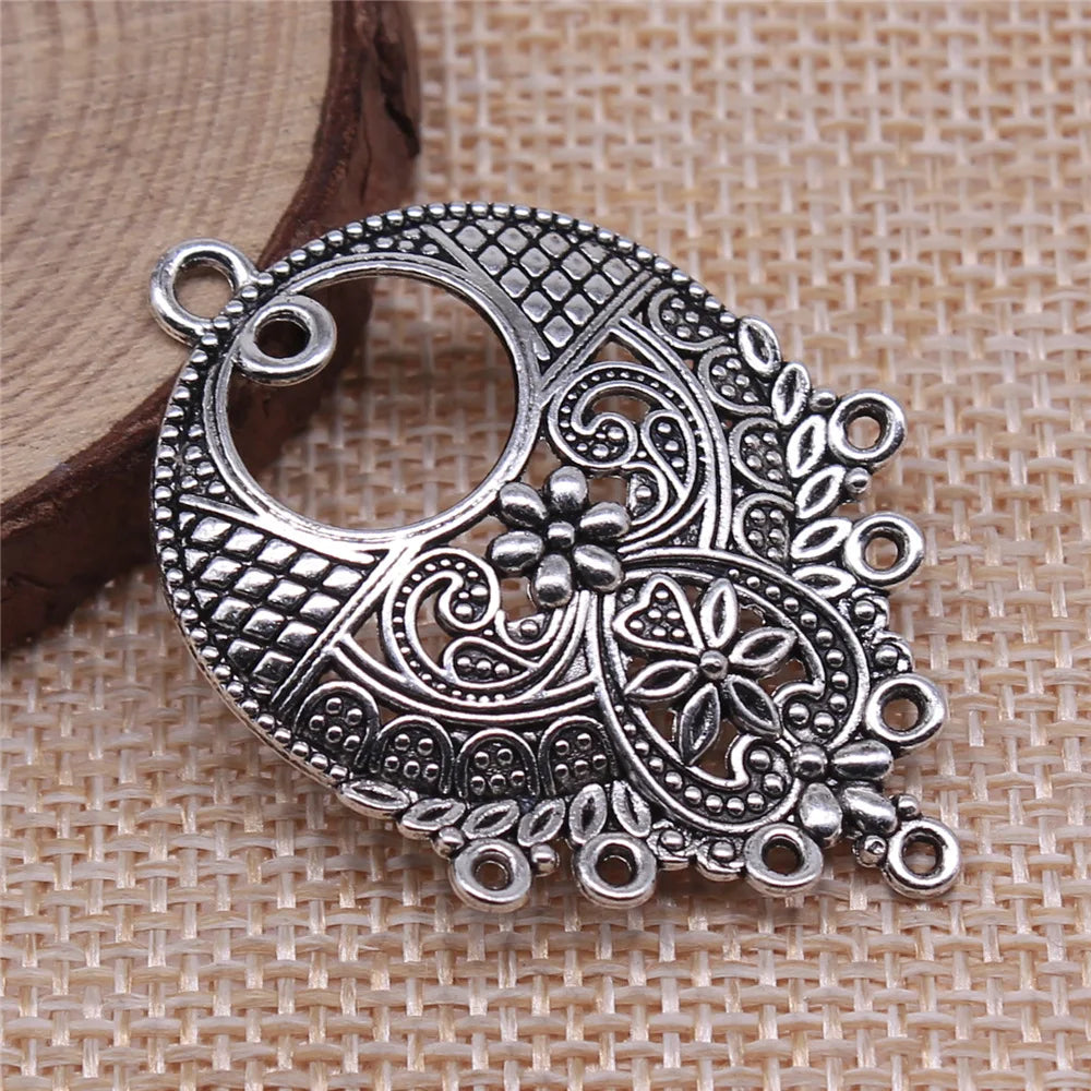 43x30mm 4.6g Antique Silver Zinc Alloy Geometric Earring Connector Charms for DIY Earrings Jewelry Making