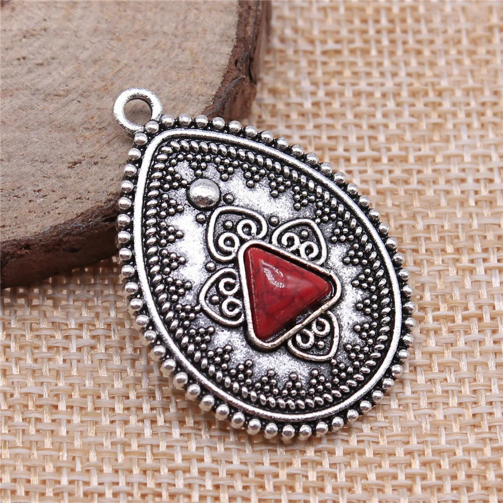 26x38mm 7.7g Antique Silver Zinc Alloy Teardrop Earring Charm Pendant for DIY Jewelry Making