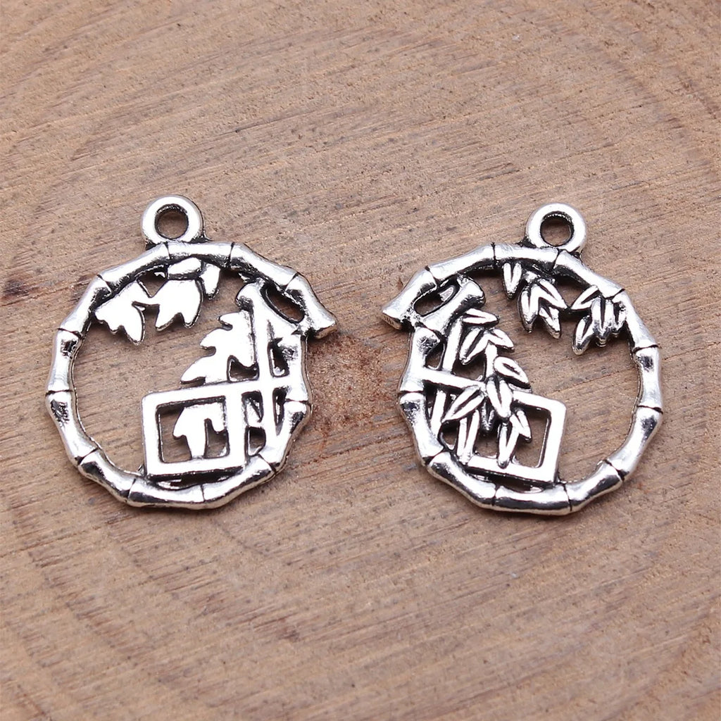 17x18mm 1g Antique Silver Zinc Alloy Bamboo House Charm Pendant for DIY Necklace Bracelet Making