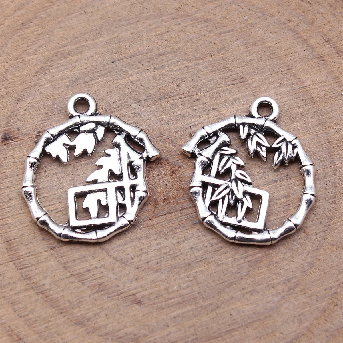 17x18mm 1g Antique Silver Zinc Alloy Bamboo House Charm Pendant for DIY Necklace Bracelet Making
