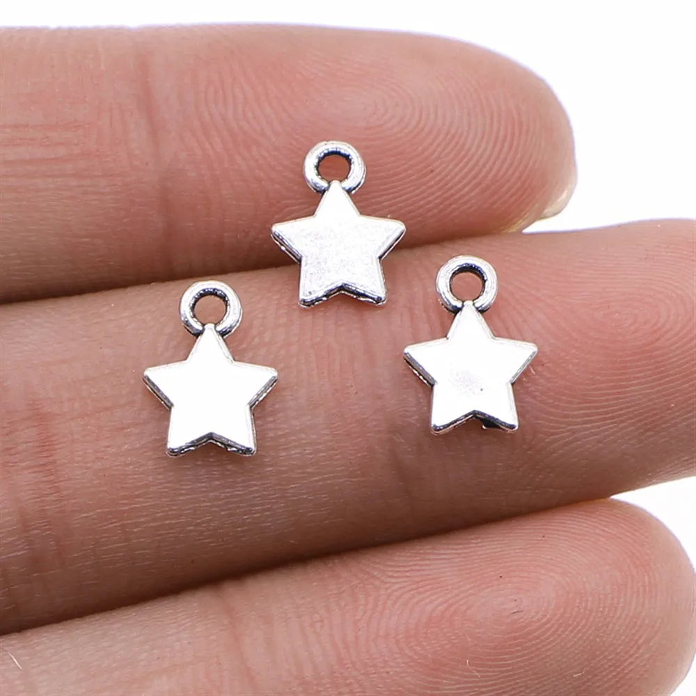 8x10mm 0.2g Multicolor Zinc Alloy Five Point Star Charm Pendant for DIY Necklace Bracelet Making