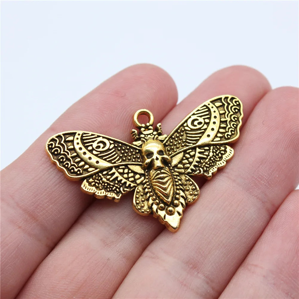 27x43mm 3.7g Multicolor Zinc Alloy Skull Butterfly Charm Pendant for Gothic DIY Jewelry Making