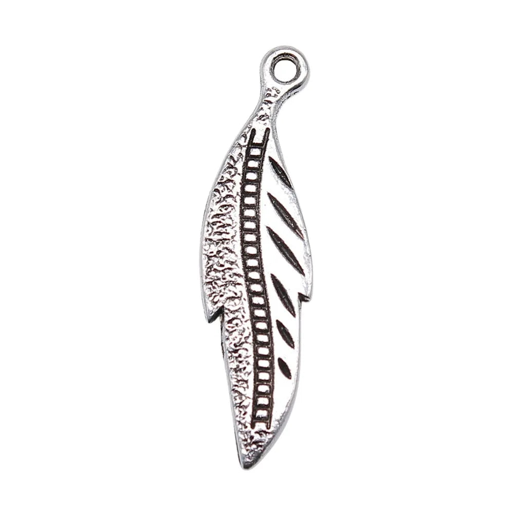 32x9mm 1.5g Multicolor Zinc Alloy Feather Charm Pendant for DIY Bracelet Necklace Jewelry Making