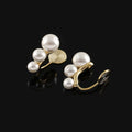 Elegant Simple Pearl Cluster Gold Tone Spiral Disc Alloy Stud & Clip On No Piercing Commuter Earrings