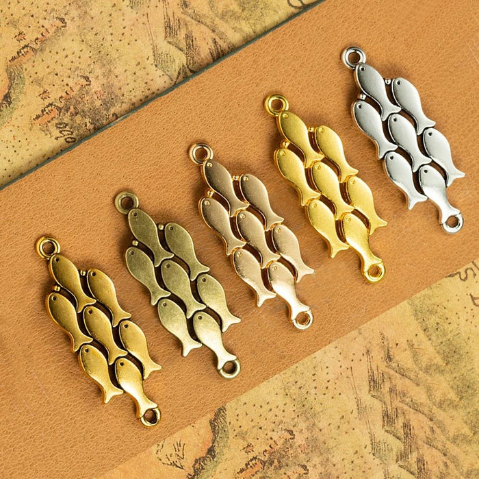 Zinc Alloy Fish Charm Pendant for DIY Necklace Bracelet Jewelry Making — 44×15mm