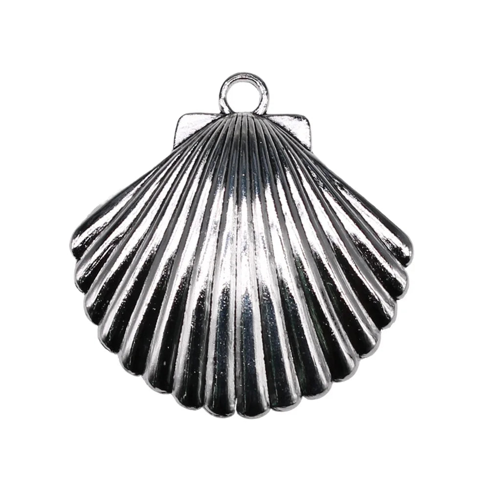 56x55mm 12.92g Antique Silver Zinc Alloy Shell Charm Pendant for DIY Necklace Bracelet Jewelry Making