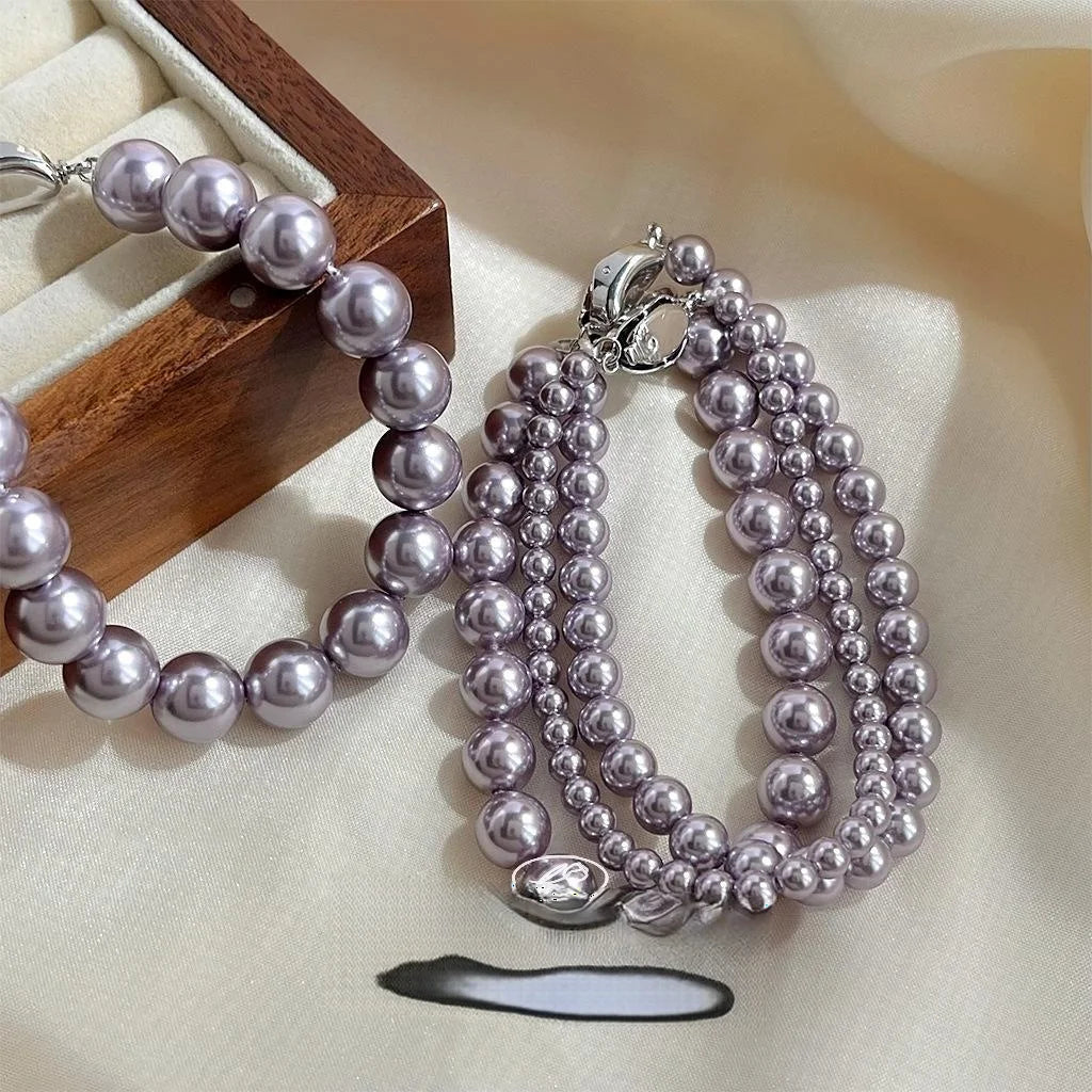 Elegant Glass Pearl Bracelet With Real Gold Plated Geometric Ingot Clasp