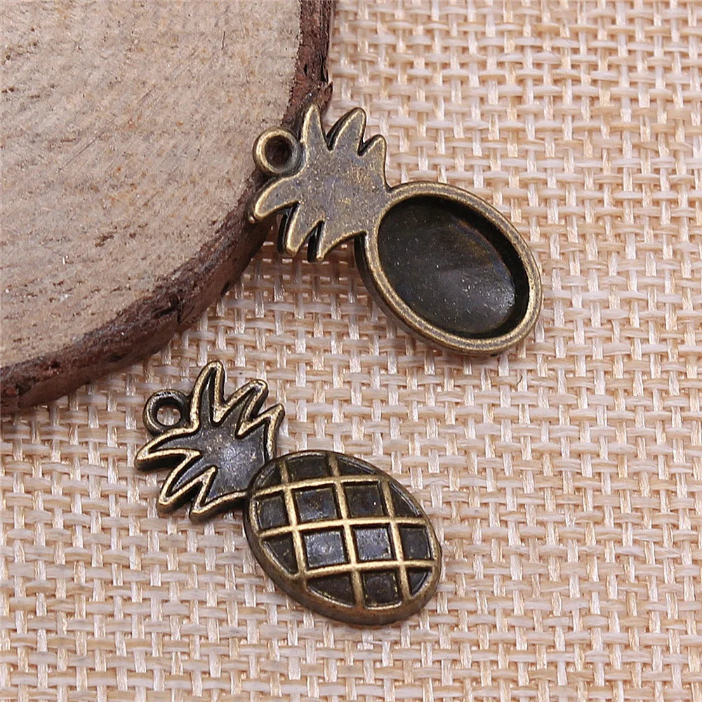 24x12mm 2.1g Multicolor Zinc Alloy Pineapple Charm Pendant for Fruit Theme Bracelet Necklace DIY