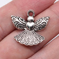 21x23mm 2.4g Antique Silver Zinc Alloy Heart Angel Charm Pendant for Vintage DIY Jewelry Making
