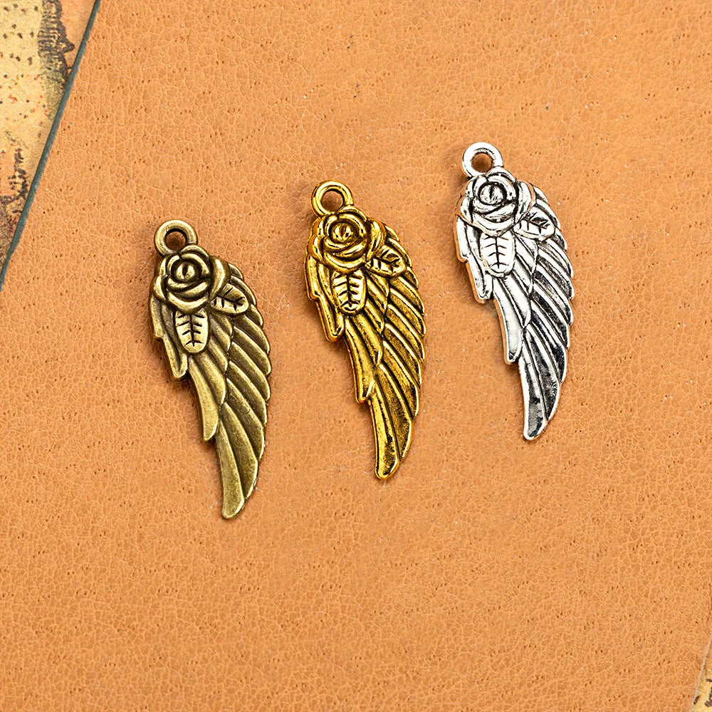 30x10MM Zinc Alloy Feather Charm Pendant for DIY Necklace Bracelet Jewelry Making