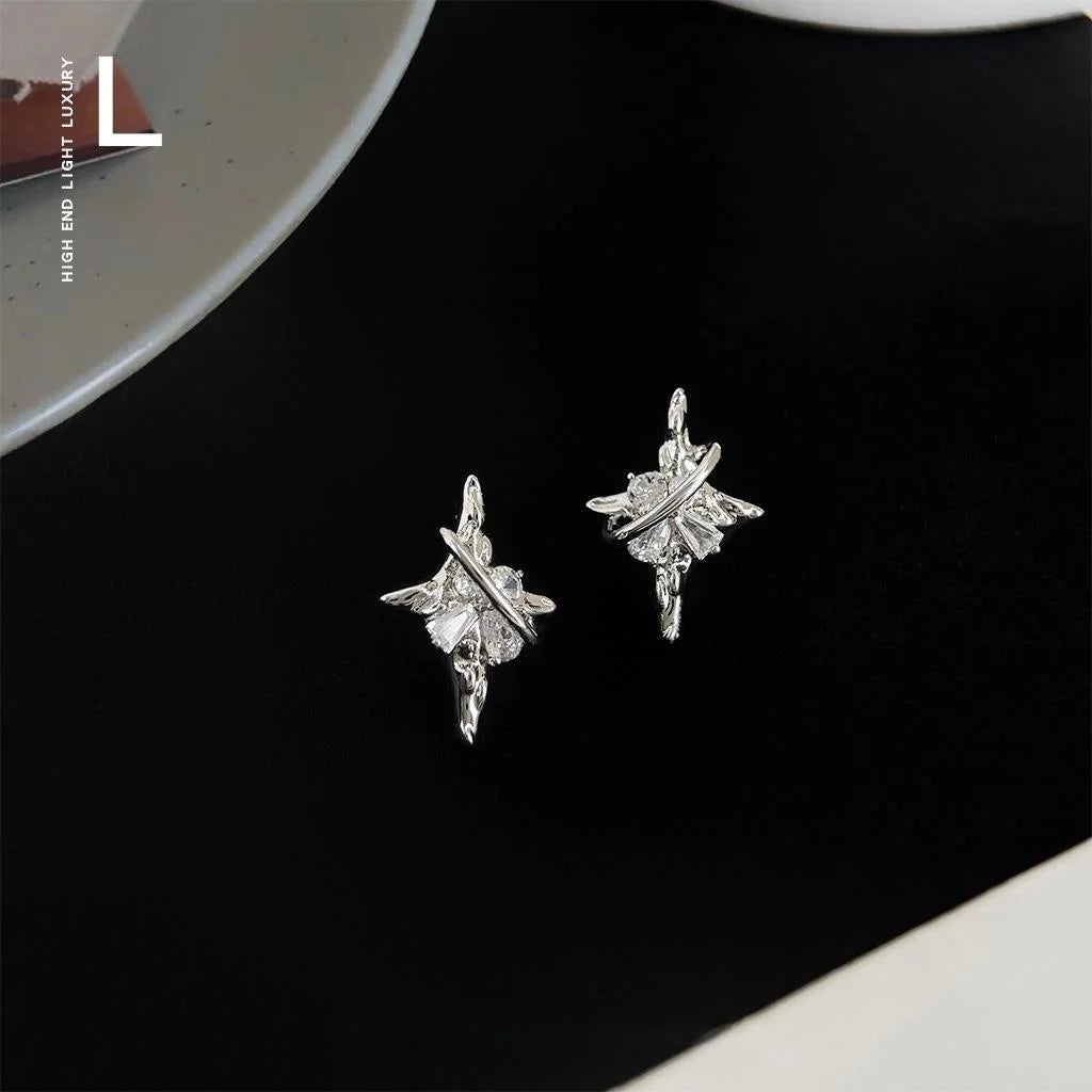 Original Design Copper Micro Pave Zircon Star Planet Stud Earrings For Women